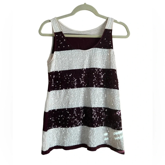 LOFT STRIPED SEQUIN TANK - Picture 1 of 4